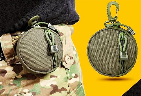 Small Tactical EDC Pouch,Molle Pouch Accessories,Small Round Coin Holder Pouch,Tactical Bag Case as Coin Purse Keychain, Case Wallet,Coin Pouch Keychain,Army Green Color. in Saudi Arabia