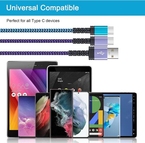 كابل شاحن سامسونج S23 نوع C شحن سريع USB C سلك هاتف أندرويد [6FT، 2 حزمة] لهاتف Samsung Galaxy S24/S21 5G/A03/S23/S22/S20، A54/A53/A35/A55، Z Flip 5/4/Z Fold 5 4، جوجل بيكسل 8a 8 7 6، آيفون 15 in Kuwait