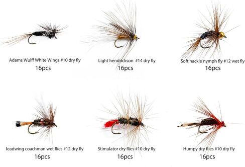 Fly Fishing Flies Kit,48/96/150pcs Dry Flies Wet Flies Streamers Nymphs for Fly Fishing, Trout Flies Fly Lures, Fly Fishing Assortment Kit for Bass Trout Steelhead Salmon, Fishing Gifts for Men in Saudi Arabia