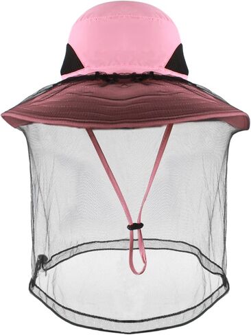Outdoor Mosquito Net Sun Mesh Mask Cover Fishing Hat Women Men Bucket Hat Cap in Saudi Arabia