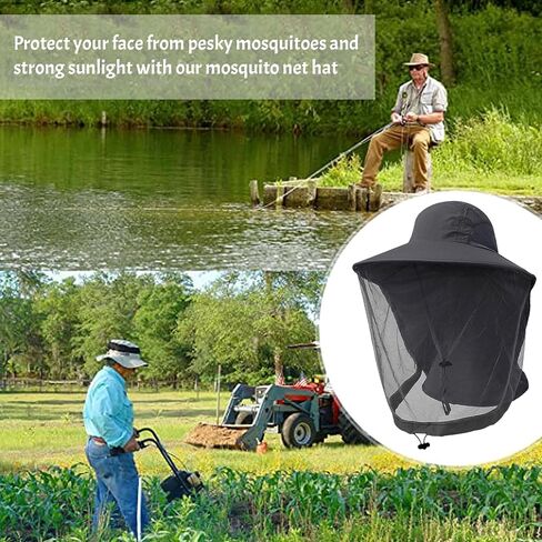 Head Net Hat - Cooling Nylon UV Protection Sun Hat Cap w/Chin Strap Face Mesh Netting, Packable Fishing Gardening Hat in Saudi Arabia