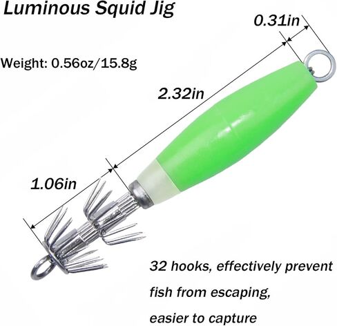 Luminous Squid Jig Hooks Stainless Steel Needles Fluorescent Fishing Cuttlefish Sleeve Squid Jig Baits Night Fishing Saltwater Lures Glow Squid Catcher Hard Baits in Saudi Arabia
