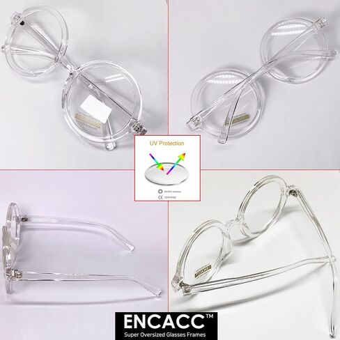 نظارة ENCACC الكلاسيكية ذات القرن الدائري ذات الحواف الشفافة، إطار بيضاوي بدون وصفة طبية in Saudi Arabia