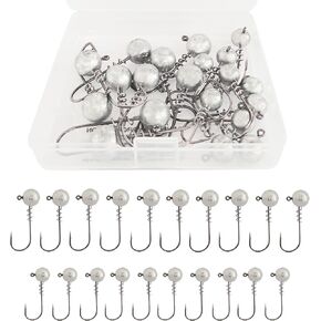 ZINC-TECH Spring Lock Crappie Jig Heads, Glow in Dark Rounded Ball Head Jig 1/16oz 1/8oz for Crappie Panfish Trout Perch Walleye 5 Colors 20/30PCS