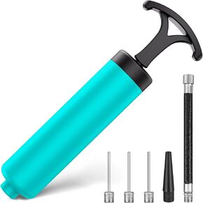 Ball Pump, Ball Pump for Sport Balls, Soccer Ball Pump, Hand Pump with 3 Needles, Nozzle, Extension Hose, Perfect for Volleyball, Basketball, Rugby, Balloon, Exercise Ball Inflator System
