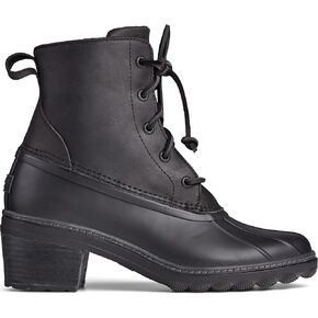 Sperry Top-Sider Saltwater Heel Leather Duck Boot Women Black