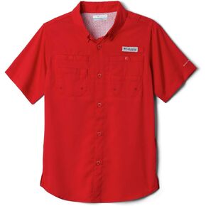 Columbia Boys' Big Tamiami Short Sleeve Shirt, Bright Nectar, Medium