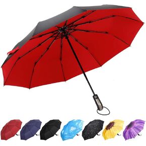 YumSur Windproof Travel Umbrellas - Lightweight Automatic Compact Folding Umbrellas Violet Daisy Design, Reinforced Canopy, Auto Open/Close, for Men and Women