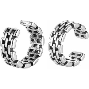 HZMAN Celtic Knot Ear Cuff Earrings for Men Women Stainless Steel No Piercing Clip On Cartilage Retro Knot Pattern Earring Jewelry Gift