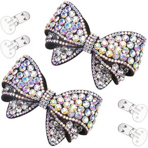 KOOBOOK 2Pcs Rhinestone Crystals Bow Shoe Decoration Clips Accessory For Wedding Bridal Shoe
