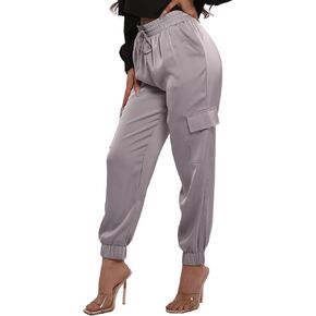 ShoSho Womens High Waist Fashion Jogger Cuffed Pants with Pockets