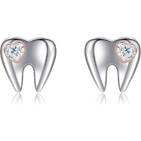 YAFEINI Tooth Earrings Dental Gifts Sterling Silver Heart Tooth Stud Earrings Tooth Jewelry for Women Girls in Kuwait