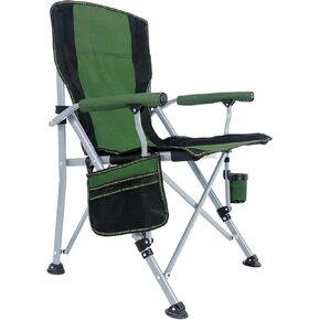 Lamberia Folding Camping Chair for Adults Heavy Duty 330 LBS Capacity Outdoor Camp Chair Thicken 600D Oxford Mesh Back Quad with Arm Rest Cup Holder and Portable Carrying Bag(Green)