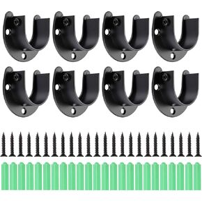 Closet Rod Bracket 8 Pack Closet Rod Holders with Screws,Stainless Steel U Shape Closet End Support Bracket for Wardrobe Curtain Shower Sturdy Silver Closet Pole Holder for 1 Inch Rod