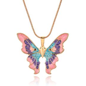 Butterfly Necklaces for Women And Girls, Fairy Butterfly Necklace And Pearl Choker Necklace Set Gifts for Daughter Sister Niece, Colourful Butterfly Pendent Necklace Gifts for Her