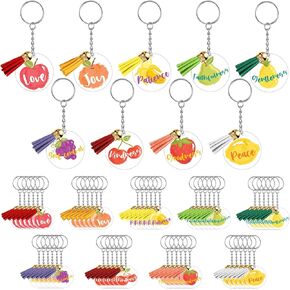 45 Pcs Thank You Acrylic Keychains Cute Fruit Pun Key Rings Employee Appreciation Gifts Greeting Note Acrylic Tassel Keychain Thank You Gift for Staff Students Teacher Christmas Gifts, 9 Styles
