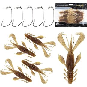 Goture Soft Plastic Worm Fishing Lures Set,Crawfish Lures with Twistlock Hooks Freshwater Saltwater,Crawfish Baits Ned Rig Baits Kit,Swimbaits Fishing Bait Kit for Trout Bass Salmon Crappie