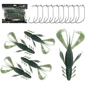 Goture Soft Plastic Worm Fishing Lures Set,Crawfish Lures with Twistlock Hooks Freshwater Saltwater,Crawfish Baits Ned Rig Baits Kit,Swimbaits Fishing Bait Kit for Trout Bass Salmon Crappie