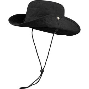 CLAPE Fishing Sun Boonie Hat UV Protection Safari Cap Outdoor Hunting Camping Hat with Chin Cord Wide Brim Cowboy Bucket Hat