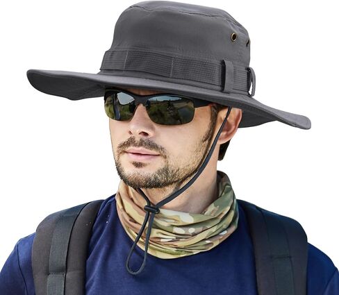Muryobao Men's Sun Hats Summer UPF50+ Wide Brim Bucket Hat Breathable Waterproof Foldable Safari Boonie Cap in Saudi Arabia