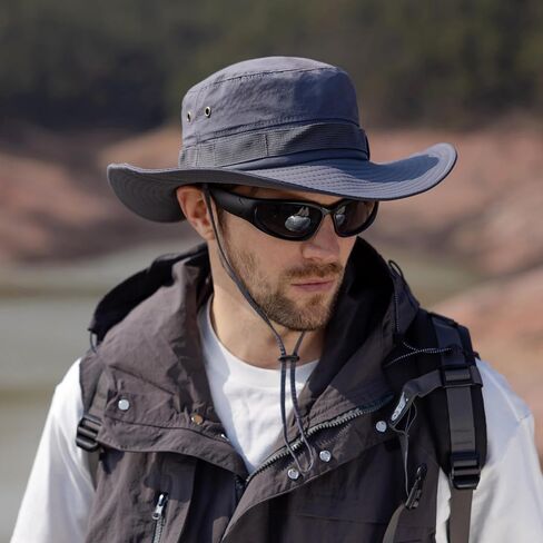 Muryobao Men's Sun Hats Summer UPF50+ Wide Brim Bucket Hat Breathable Waterproof Foldable Safari Boonie Cap in Saudi Arabia