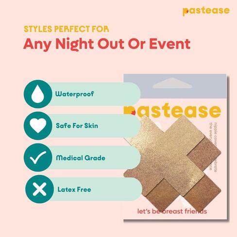 PASTEASE X Pasties - Nipple Covers for Festivals, Raves, & Lingerie | Halloween Accessory | Latex Free & Made in USA in Saudi Arabia