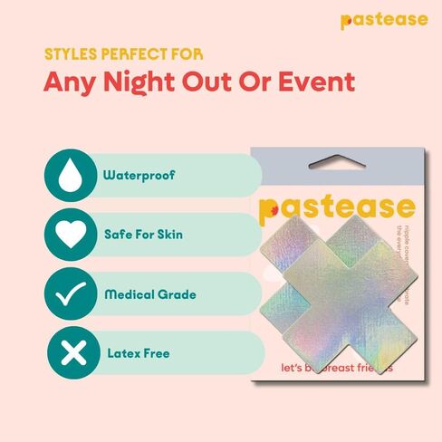 PASTEASE X Pasties - أغطية الحلمات للمهرجانات والحفلات الموسيقية والملابس الداخلية | إكسسوارات الهالوين | خالٍ من اللاتكس ومصنوع في الولايات المتحدة الأمريكية in Kuwait