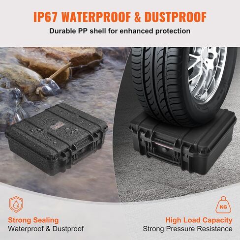 VEVOR Hard Pistol Cases with Pre-cut PU Foam, Waterproof & Dustproof Hard Gun Case for 2 Pistol, 14.4×11.6×7.8 in Lockable Pistol Case, Black in Saudi Arabia