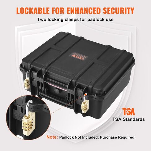 VEVOR Hard Pistol Cases with Pre-cut PU Foam, Waterproof & Dustproof Hard Gun Case for 2 Pistol, 14.4×11.6×7.8 in Lockable Pistol Case, Black in Saudi Arabia