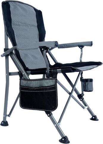 Lamberia Folding Camping Chair for Adults Heavy Duty 330 LBS Capacity Outdoor Camp Chair Thicken 600D Oxford Mesh Back Quad with Arm Rest Cup Holder and Portable Carrying Bag(Green) in Saudi Arabia
