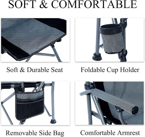 Lamberia Folding Camping Chair for Adults Heavy Duty 330 LBS Capacity Outdoor Camp Chair Thicken 600D Oxford Mesh Back Quad with Arm Rest Cup Holder and Portable Carrying Bag(Green) in Saudi Arabia