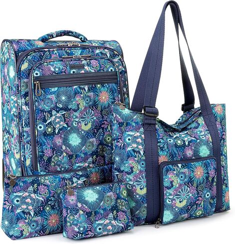 Sakroots On the Go 4 Piece Travel Bundle, Includes 21" Rolling Suitcase, Packable Large Tote, Medium & Small Pouches, Rainbow Wanderlust in Kuwait