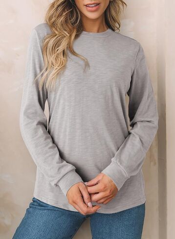 EVALESS Womens Casual Polka Dots Tops Crewneck Long Sleeve Shirts Summer 2024 Lightweight Loose Sweatshirts in Kuwait