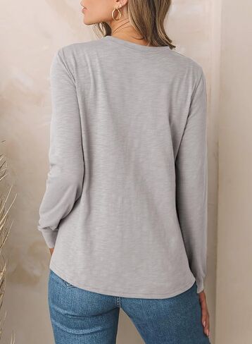 EVALESS Womens Casual Polka Dots Tops Crewneck Long Sleeve Shirts Summer 2024 Lightweight Loose Sweatshirts in Kuwait