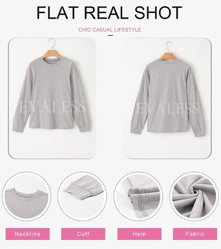 EVALESS Womens Casual Polka Dots Tops Crewneck Long Sleeve Shirts Summer 2024 Lightweight Loose Sweatshirts in Kuwait