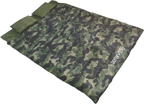 SereneLife Double Sleeping Bag with 2 Pillows, Lightweight, Waterproof, Portable, Ideal for Camping, Hiking, Compact & Washable, Detachable to Two Sleeping Bags in Saudi Arabia