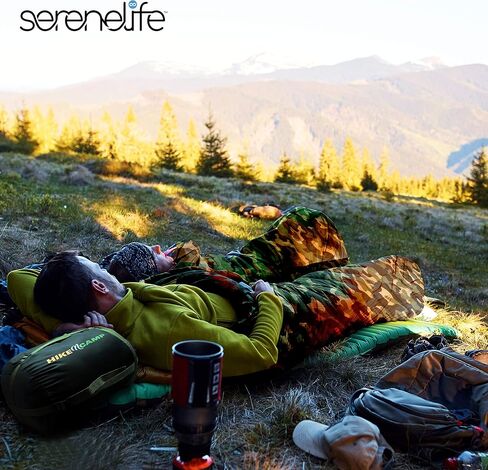 SereneLife Double Sleeping Bag with 2 Pillows, Lightweight, Waterproof, Portable, Ideal for Camping, Hiking, Compact & Washable, Detachable to Two Sleeping Bags in Saudi Arabia