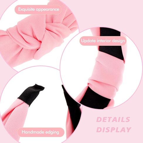 loucent 5-Pack Knotted Headbands for Women - Wide Non-Slip Top Knot Headbands for Stylish Hair Accessories - Black & White in Kuwait