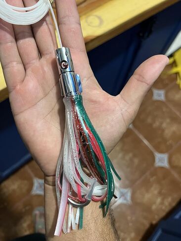 Jet Head Spinner Brass Head Hybrid Trolling Lure with 12 ft of leader Line. Pelagic Trolling Lure for Dorado, Tuna and Marlin. in Saudi Arabia