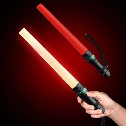 Two Pack 11 inches Traffic Wand, Traffic LED Flashlight with Three Flashing Modes, Orange Safety Signal Control Baton for Parking, Airport, Traffic Directing (Batteries Not Included) in Saudi Arabia