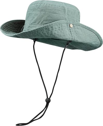 CLAPE Fishing Sun Boonie Hat UV Protection Safari Cap Outdoor Hunting Camping Hat with Chin Cord Wide Brim Cowboy Bucket Hat in Saudi Arabia
