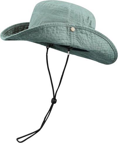 CLAPE Fishing Sun Boonie Hat UV Protection Safari Cap Outdoor Hunting Camping Hat with Chin Cord Wide Brim Cowboy Bucket Hat in Saudi Arabia