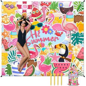 Beach Blanket Waterproof Sandproof - 86x78 Inches Large Flamingo Beach Mat for 4-6 Adults - Lightweight Picnic Blanket - 4 Corner Pockets Camping Blanket for Outdoor Travel Hiking