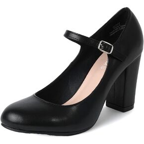 J. Adams Skippy Heels for Women - Round Toe Chunky High Heel Mary Jane Pumps