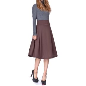 Dani's Choice Stretch High Waist A-line Flared Long Midi Skirt