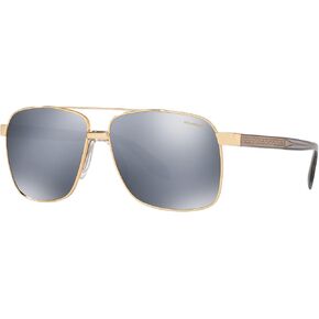 Versace Man Sunglasses Pale Gold Frame, Light Grey Gradient Grey Lenses, 59MM