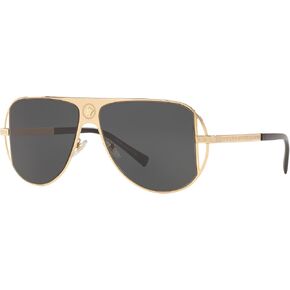 Versace Man Sunglasses Gold Frame, Brown Mirror Gold Lenses, 57MM