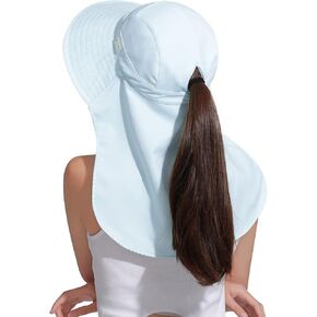 CLAPE Women Sun Hat Sun Protection Neck Shield Flap Cap Ponytail Gardening Hat Safari Fishing Cap Foldable Summer Visor