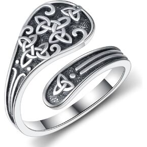 SCZKLAQ Celtic Spoon Rings for Women 925 Sterling Silver Adjustable Thumb Rings Vintage Celtic Knot Rings Jewelry Gifts for Women