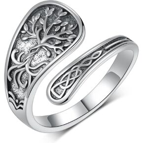 SCZKLAQ Celtic Spoon Rings for Women 925 Sterling Silver Adjustable Thumb Rings Vintage Celtic Knot Rings Jewelry Gifts for Women